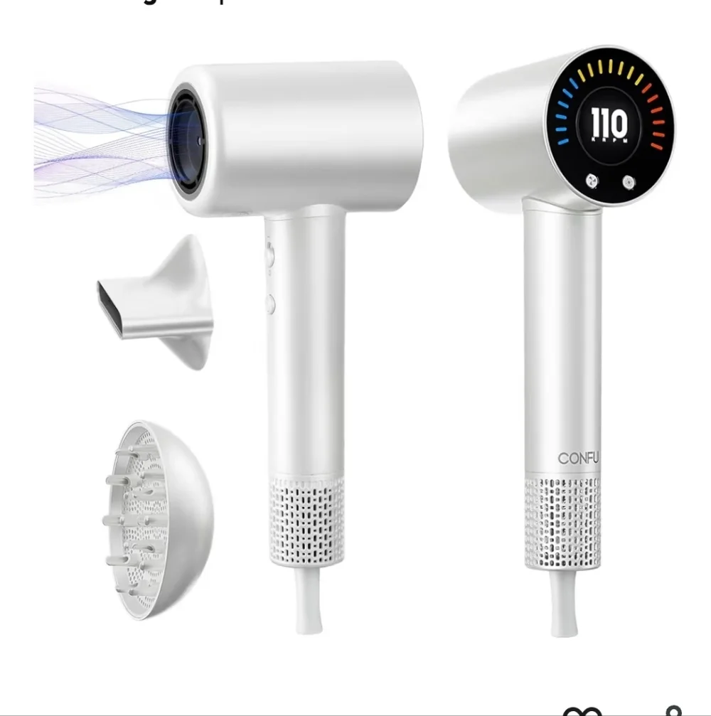White Hair Dryer, Like New! with Attachments - Picture 1 of 11